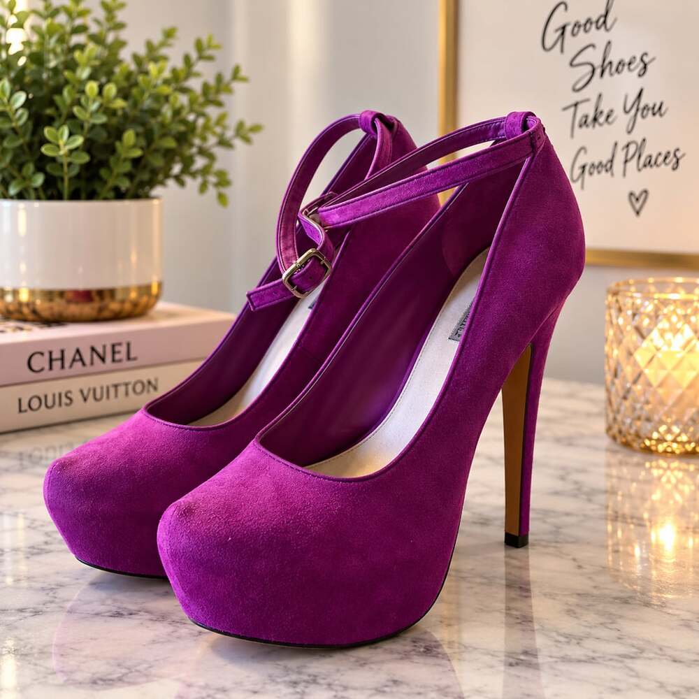 H by Halston Niki Purple Suede Platform Pumps Size 10M